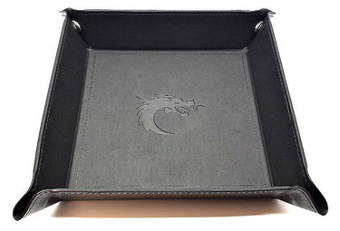 Old School Dice: Square Rolling Tray - Black w/ Black Back - State of Comics