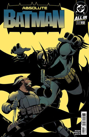 Close-up of DC Comics Absolute Batman #2 eighth printing comic book with detailed cover art featuring Batman.