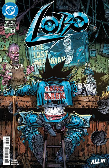 Close-up of Lobo #2 Cover A comic book by Jorge Corona, published by DC Comics, featuring bold artwork and vibrant colors.