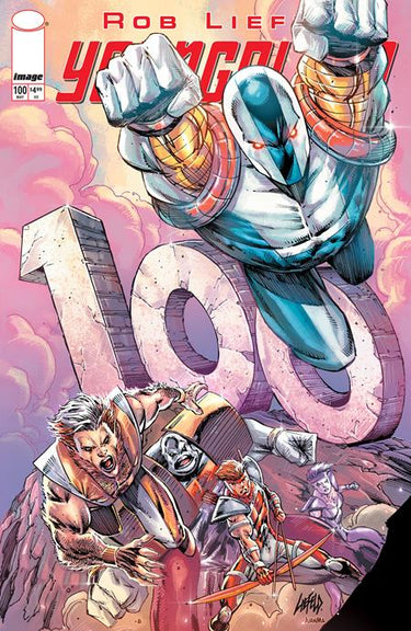 Pre-order comic book Youngblood #100 Cover A by Rob Liefeld, published by Image Comics, featuring dynamic superhero artwork.