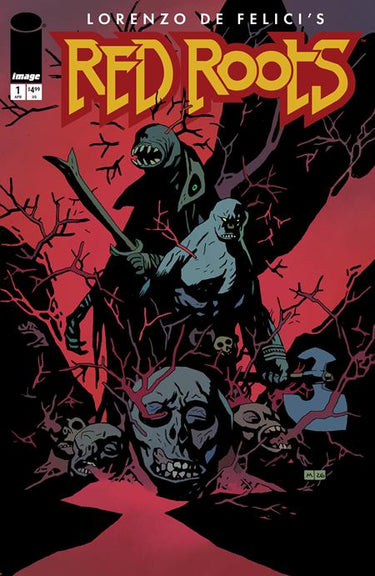 Red Roots comic book #1 cover featuring Mike Mignola art from Image Comics, with bold red and dark illustrative style.