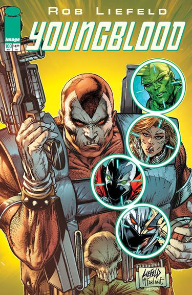 Pre-order comic featuring Youngblood #100 cover by Rob Liefeld and Todd McFarlane, published by Image Comics.