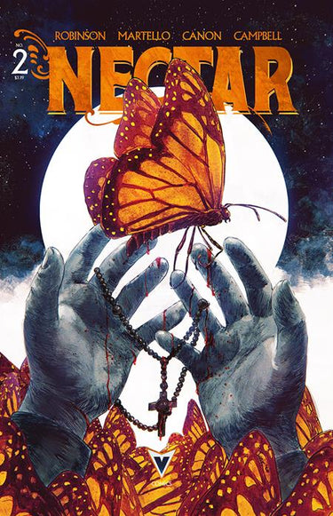 Cover art of Nectar #2 comic book by Chris Shehan, published by Vault Comics, featuring vibrant illustrations and dynamic characters.