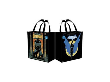 DC Comics Batman reusable tote bag featuring Batman and Absolute Batman designs, made of durable fabric.