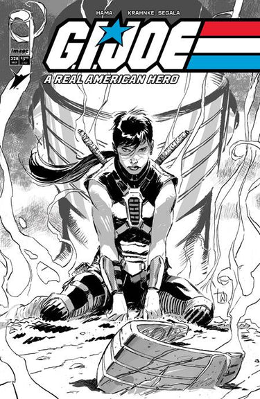 Black and white variant cover of G.I. Joe A Real American Hero #328 comic book by Lee Weeks, published by Image Comics.