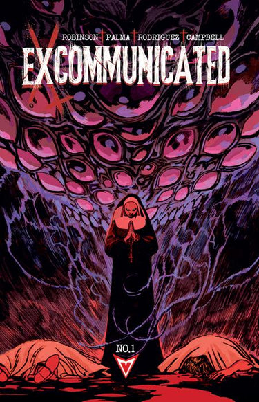 Comic book cover for Excommunicated #1 by Vault Comics featuring artwork by Joshua Hixson, colorful illustration on the front.