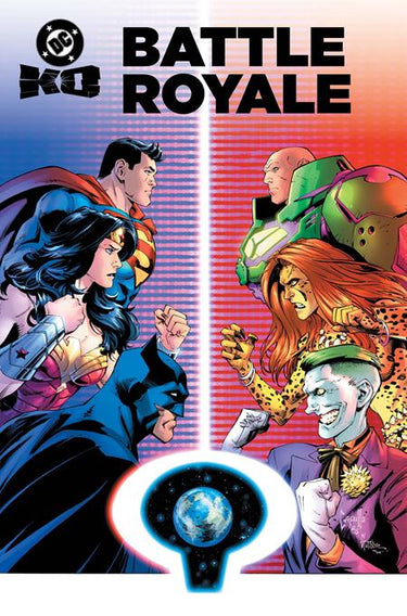 DC Comics K.O. Battle Royale graphic novel pre-order, featuring vibrant comic book cover art and dynamic battle scene.