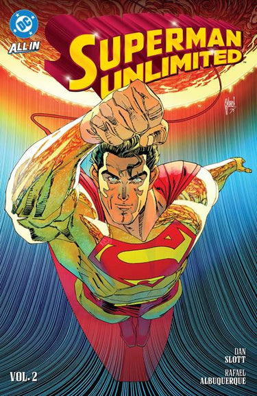 Pre-order DC Comics Superman Unlimited TP Vol 02 comic book featuring Superman in a classic pose against a bright background.