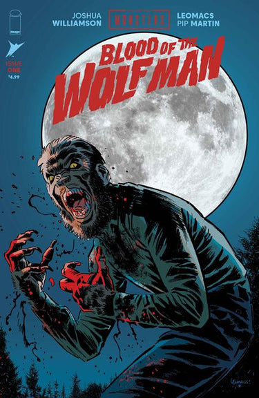 Pre-order comic cover featuring the Wolf Man from Universal Monsters, illustrated by Leomacs and Pip Martin, published by Image Comics.