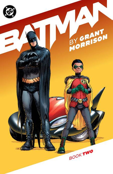 Close-up of the Batman By Grant Morrison Book 02 graphic novel cover featuring Batman in dark tones, published by DC Comics.