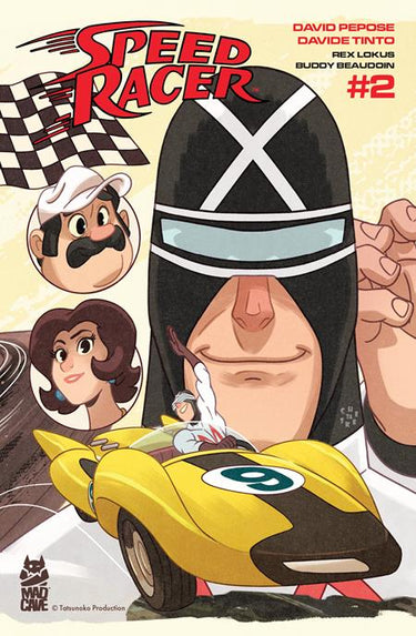 Speed Racer #2 comic book by Mad Cave Studios featuring retro manga cover art with vibrant colors and dynamic characters.