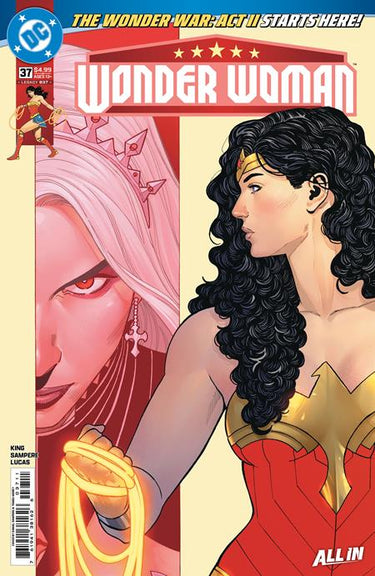 Comic book cover featuring Wonder Woman #37 Cover A by Daniel Sampere, published by DC Comics, with Wonder Woman in her iconic costume.