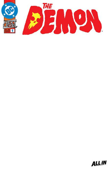 Blank comic book cover card stock featuring the Demon #1 from DC Comics, ideal for custom comic book covers and artwork.