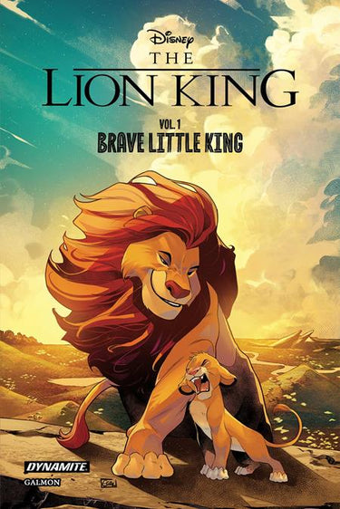 Pre-order graphic novel Lion King TP Vol 01 Brave Little King by DYNAMITE Entertainment, featuring colorful illustrated cover art.