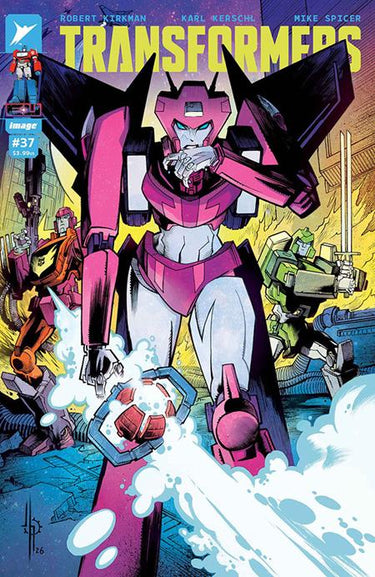 Transformers #37 Comic Book Cover A by Jason Howard, published by Image Comics, featuring Transformers characters in dynamic action.