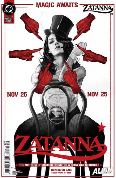 Pre-order DC Comics Zatanna 2026 #8 Cover B by Joshua Sway Swaby, featuring vibrant comic book artwork on card stock variant.