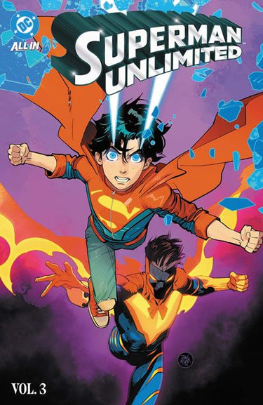 Pre-order DC Comics Superman Unlimited HC Vol 03 Reign of the Superboys graphic novel featuring Tomorrow Man, vibrant superhero comic art.