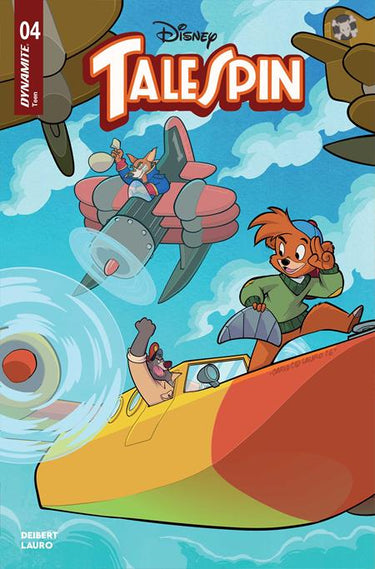 Pre-order Talespin #4 Cover A comic by Carlo Lauro from DYNAMITE Entertainment featuring colorful cartoon characters.