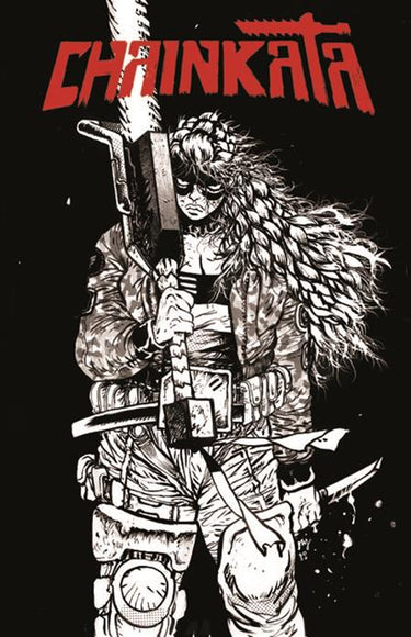 Black and white cover art for Chainkata #1, a pre-order comic book by Daniel Warren Johnson from Image Comics.