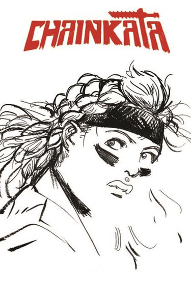 Pre-order comic cover by Daniel Warren Johnson for Chainkata #1, featuring original head sketch, published by Image Comics.