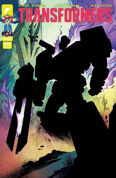 Cover art for Transformers #38 Cvr A by Jason Howard, a pre-order comic from Image Comics featuring dynamic robot characters.