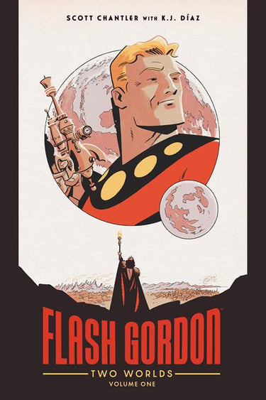 Cover of Flash Gordon Two Worlds HC Part One graphic novel by Mad Cave Studios, featuring vibrant comic artwork.