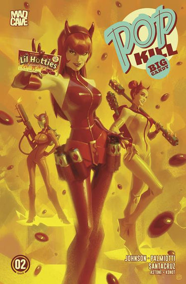 Pre-order comic "Pop Kill Big Candy #2" variant cover by Alex Garner, published by Mad Cave Studios, featuring vibrant artwork.