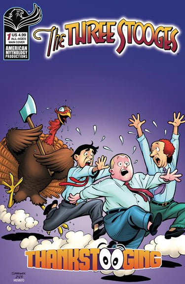 Pre-order comic book "ThanksTogging #1" featuring The Three Stooges, cover A by Eric Shanower from Prana Publishers.