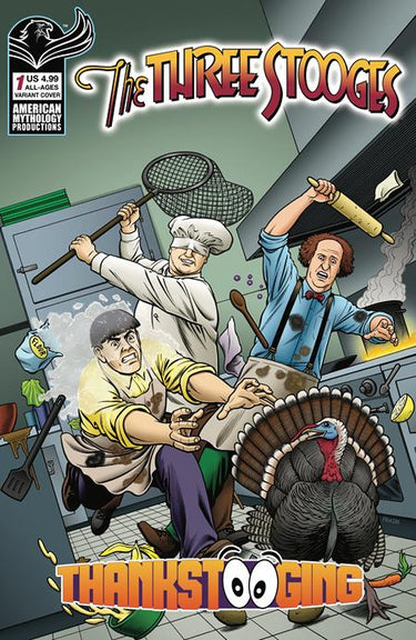 Pre-order comic featuring The Three Stooges Thankstooging #1 with cover art by Fraim Brothers, published by Prana Publishers.