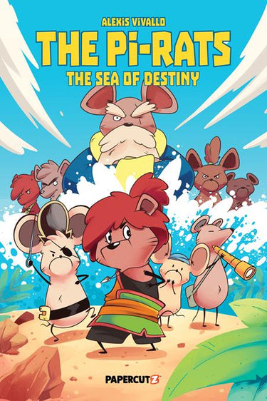 Pre-order graphic novel "Pi Rats HC Vol 02 the Sea of Destiny" by Papercutz, featuring colorful cover art and detailed illustrations.