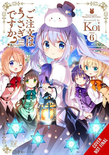 Pre-order of "Is the Order a Rabbit?" Volume 6 graphic novel by Yen Press, featuring colorful cover art with characters.