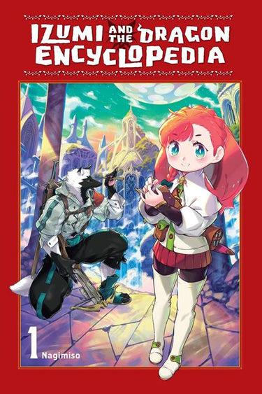 Pre-order graphic novel "Izumi and the Dragon Encyclopedia" Volume 1 by Yen Press, featuring colorful dragon-themed cover art.
