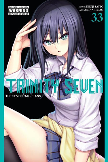 Pre-order graphic novel Trinity Seven TP Vol 33 by Yen Press, featuring cover art with vibrant manga-style characters.