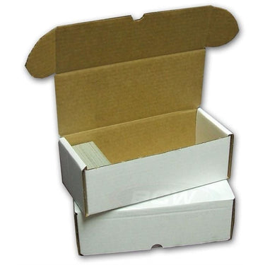 BCW 500 count storage box for card supplies, sturdy cardboard organizer with lid, ideal for storing trading or collectible cards.