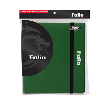 BCW Folio 9-Pocket Card Album in green packaging for organized card storage