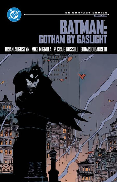 Batman Gotham By Gaslight graphic novel by DC Comics, featuring Batman in Victorian Gotham City with moody, detailed comic artwork.