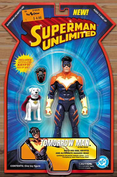 Superman Unlimited #20 Cvr C Jason Geyer Tomorrow Man and Krypto Action Figure Comics Card Stock Var comic book cover