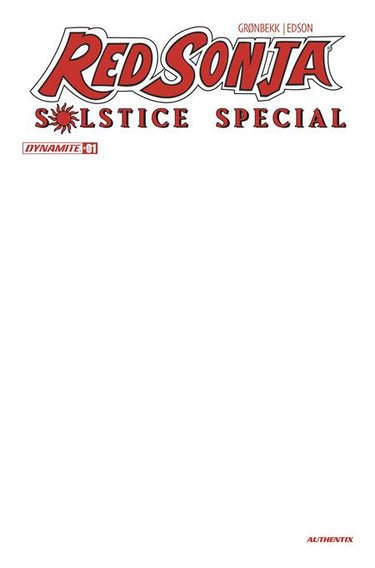 Red Sonja Solstice Special #1 One Shot Cvr D Blank Authentix Var comic book cover
