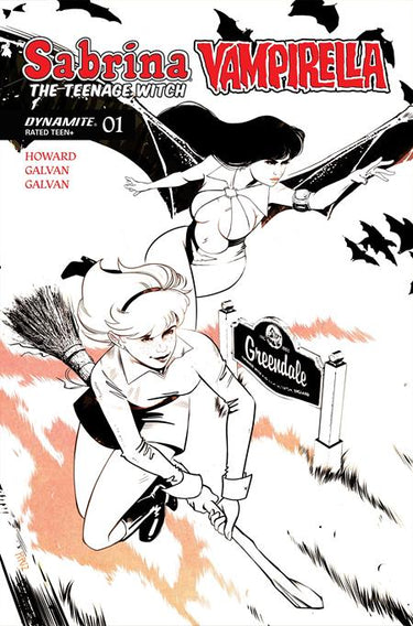 Sabrina the Teenage Witch Vampirella #1 Cvr P 1:15 Sebastin Piriz Line Art Var comic book cover by Sebastian Piriz
