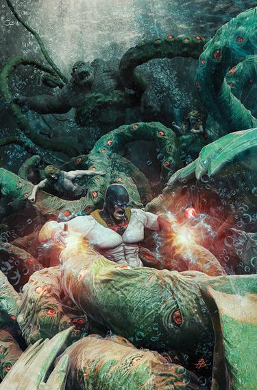 Pre-order comic cover of Space Ghost vs the Herculoids #4 by Tom Raney, Virgin Variant from DYNAMITE Entertainment.