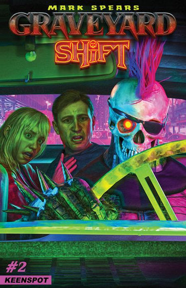 Pre-order comic book "Mark Spears Graveyard Shift #2" cover A by Ex Posse Holdings, featuring detailed artwork and vibrant colors.