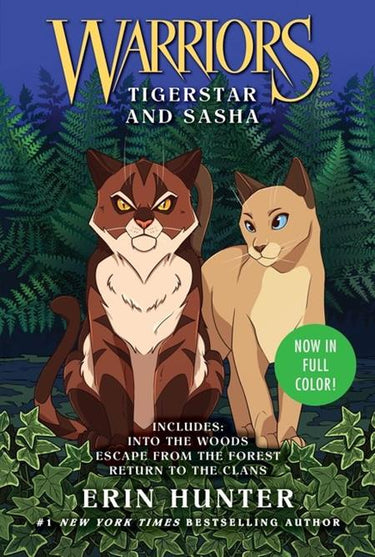 Pre-order graphic novel featuring Warriors Tigerstar and Sasha, published by HarperCollins, with cover art showing the characters.
