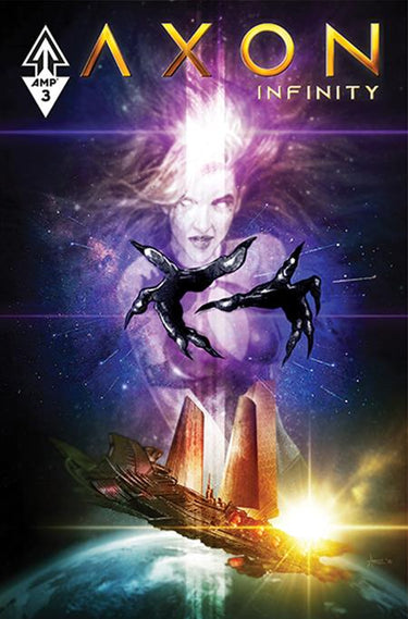 Pre-order comic book Axon Infinity #3 from Massive Publishing, featuring dynamic cover art and vibrant illustrations.