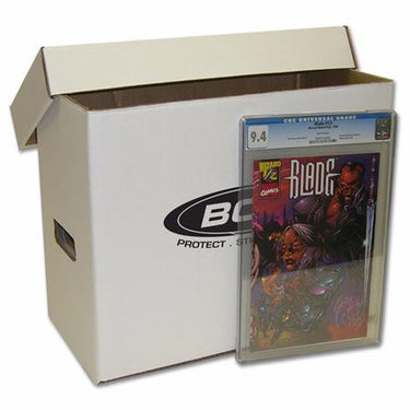BCW graded comic storage box with secure lid and labeling area, designed for preserving collectible comics.