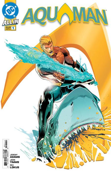 Aquaman #1 comic book cover featuring artwork by John Timms from DC Comics, showcasing Aquaman in underwater scene.