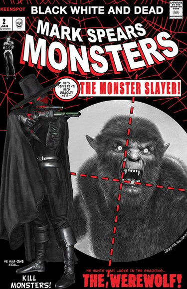 Mark Spears Monsters #2 fourth printing black, white and dead edition cover, Mark Spears ASM #129 homage variant comic