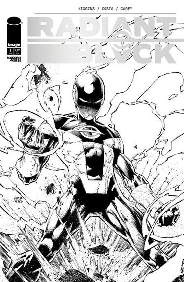 Cover of "Radiant Black And White (One Shot)" comic book by David Finch from Image Comics, featuring black and white artwork.