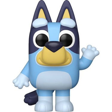 Bluey waving Funko Pop! vinyl figure by Funko, featuring Bluey from the popular animated series with a waving pose.