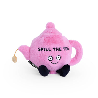 Punchkins Spill The Tea plush, soft and colorful stuffed toy featuring a whimsical tea-themed character with embroidered details.
