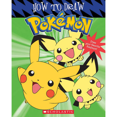 Scholastic Inc. "How to Draw Pokemon" book cover featuring colorful illustrations of various Pokémon characters.